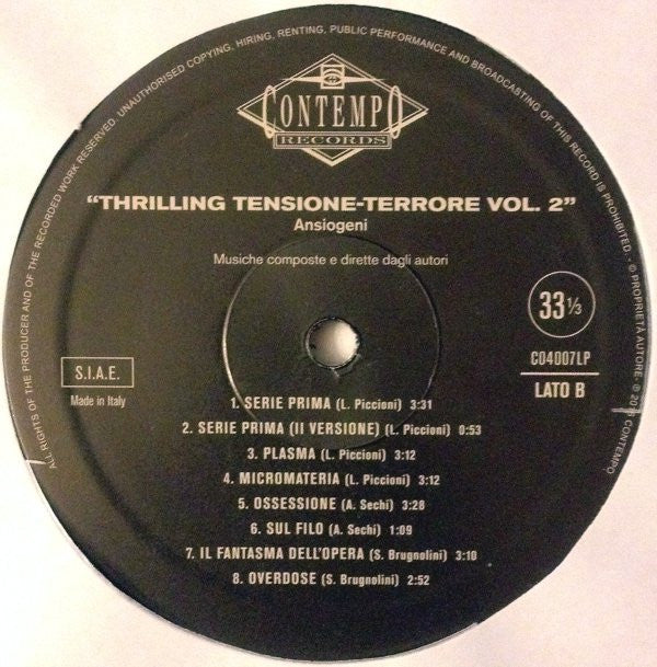 Various : Thrilling Tensione-Terrore 2 - Ansiogeni (LP, RE, RM)