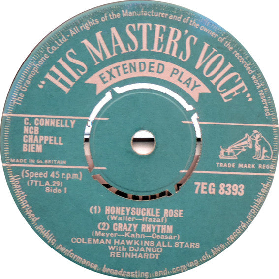 Coleman Hawkins And His All Star Jam Band With Django Reinhardt : Honeysuckle Rose (7", EP)