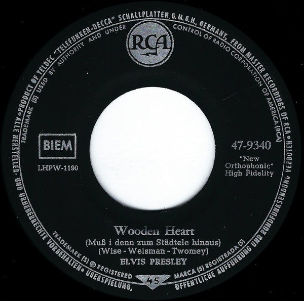 Elvis Presley : Muß I Denn, Muß I Denn (Wooden Heart) / G'schichten Aus Dem Wiener Wald (Tonight's All Right For Love) (7", Single, Mono, RE, S7 )