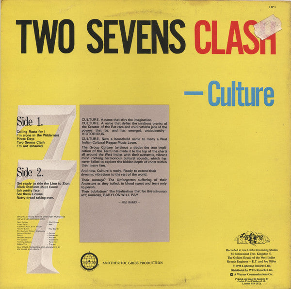 Culture : Two Sevens Clash (LP, Album, Isl)