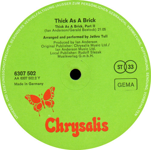 Jethro Tull : Thick As A Brick (LP, Album, RP, New)