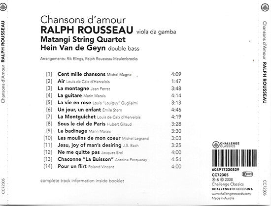 Ralph Rousseau - Matangi Quartet - Hein Van de Geyn : Chansons D`Amour (CD, Album)