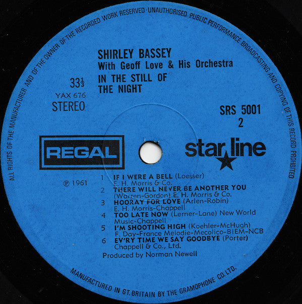 Shirley Bassey With Geoff Love & His Orchestra : In The Still Of The Night (LP, Album, RE)