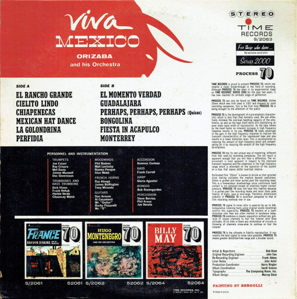 Orizaba And His Orchestra : Viva Mexico (Process 70) (LP, Album, Gat)