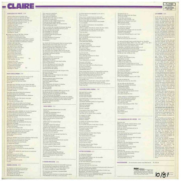 Claire Martin-Michon : Claire (LP, Album)