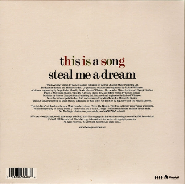 The Magic Numbers : This Is A Song (7", Single, Ltd, 1/2)