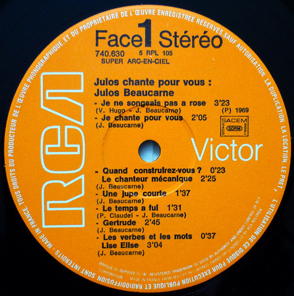 Julos Beaucarne : Julos Chante Pour Vous (LP, Album, RP)