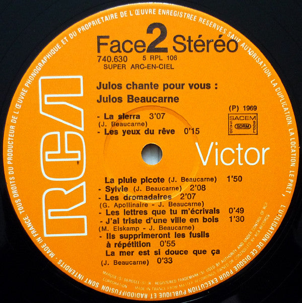 Julos Beaucarne : Julos Chante Pour Vous (LP, Album, RP)
