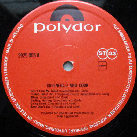 Greenfield & Cook : Greenfield & Cook (LP, Album)