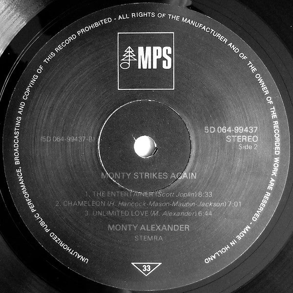 Monty Alexander : Monty Strikes Again - Monty Alexander Live In Germany (LP, Album, RE)