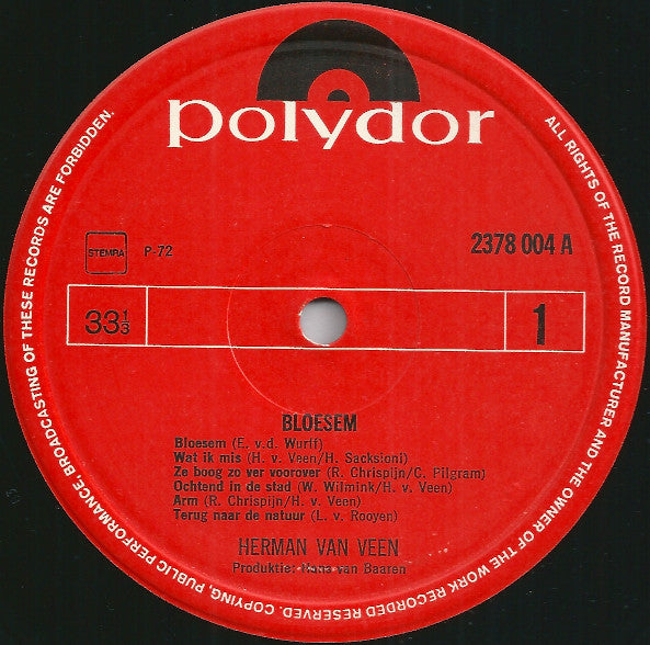 Herman van Veen : Bloesem (LP, Album)