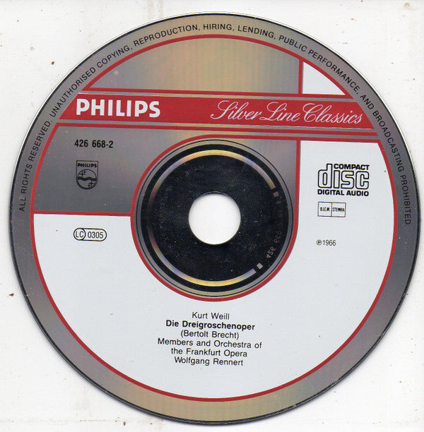Kurt Weill / Bertolt Brecht : Die Dreigroschenoper / The Threepenny Opera / LOpéra de Quat' Sous (CD, RE, RM)