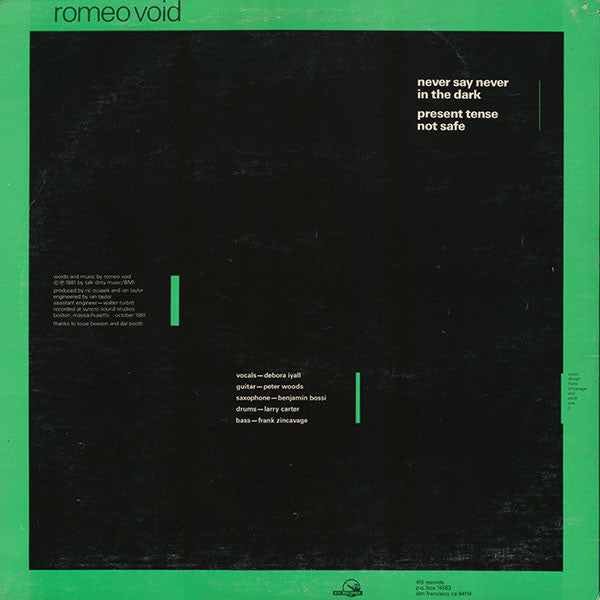 Romeo Void : Never Say Never (12", EP)
