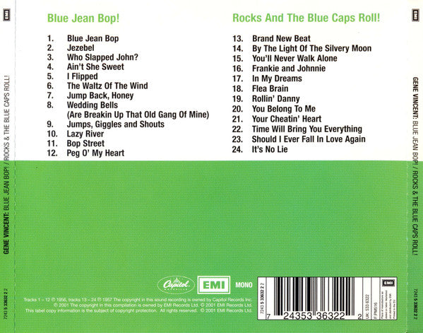 Gene Vincent : Blue Jean Bop! + Gene Vincent Rocks & The Blue Caps Roll! (CD, Comp, Mono)