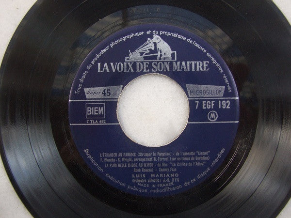 Luis Mariano : L'etranger Au Paradis / La Plus Belle Chose Du Monde / Amour, Castagnettes Et Tango / Donne Ton Coeur  (7", EP)
