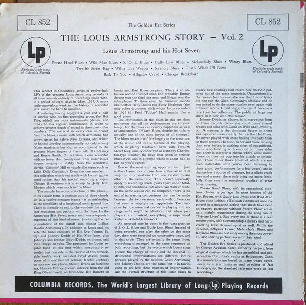 Louis Armstrong & His Hot Seven : The Louis Armstrong Story - Volume 2 (LP, Comp, Mono, RE)