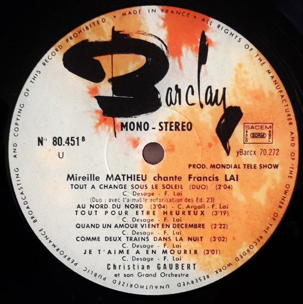 Mireille Mathieu : Chante Francis Lai (LP, Album)