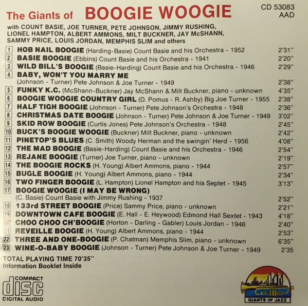 Various : The Giants Of Boogie Woogie (CD, Comp)