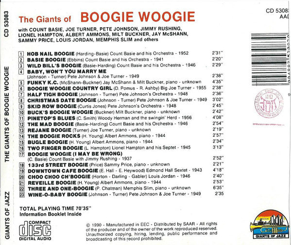 Various : The Giants Of Boogie Woogie (CD, Comp)