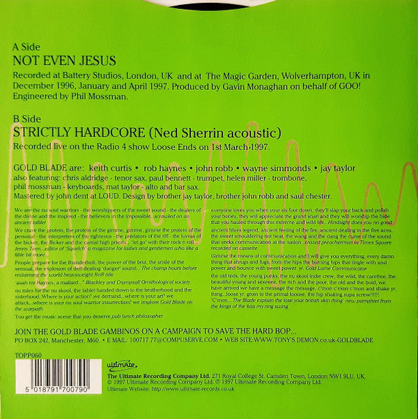 Gold Blade : Not Even Jesus (7", Single, Ltd, Num)