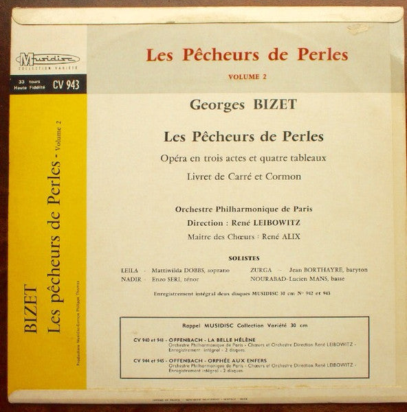 Georges Bizet / Orchestre Philharmonique De Paris (2) Direction : René Leibowitz : Les Pêcheurs De Perles Volume 2 (LP)