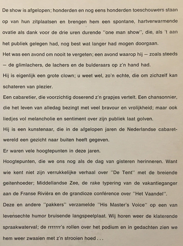 Toon Hermans : Hoogtepunten Uit Toon Hermans One Man Show (LP, Comp, Club)