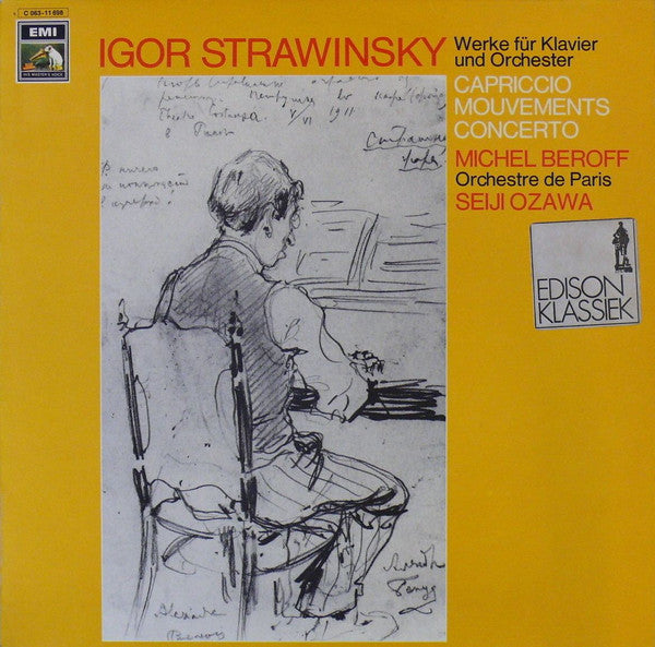 Igor Stravinsky / Michel Béroff / Seiji Ozawa, Orchestre De Paris : Capriccio • Mouvements • Concerto (LP)