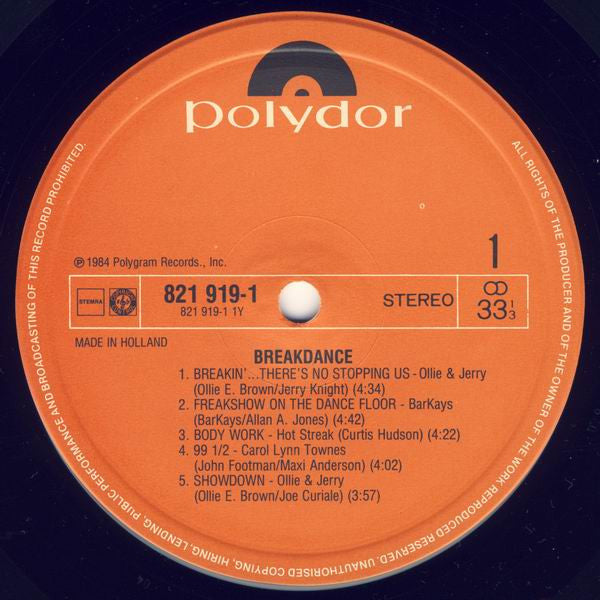 Various : Breakdance - Original Motion Picture Soundtrack (LP, Comp)