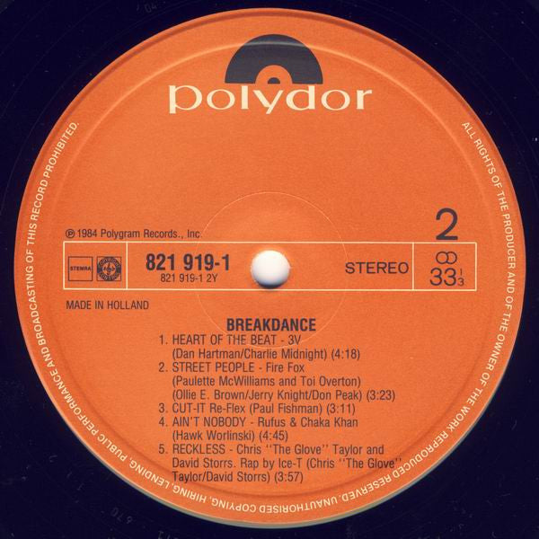 Various : Breakdance - Original Motion Picture Soundtrack (LP, Comp)