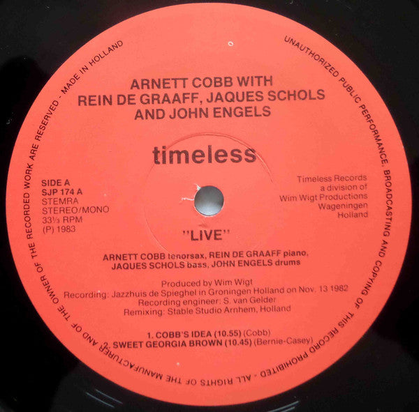 Arnett Cobb, Rein De Graaff, Jacques Schols & John Engels : Live (LP, Album, Mono)