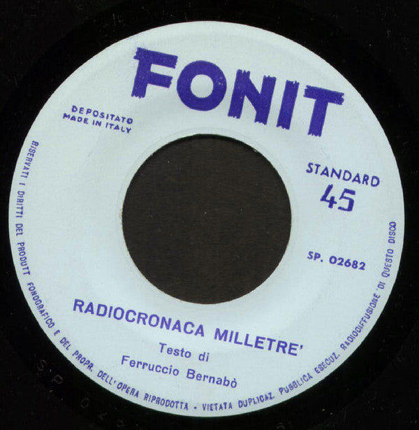 Domenico Modugno : La «Milletré» (7", Single, Promo)