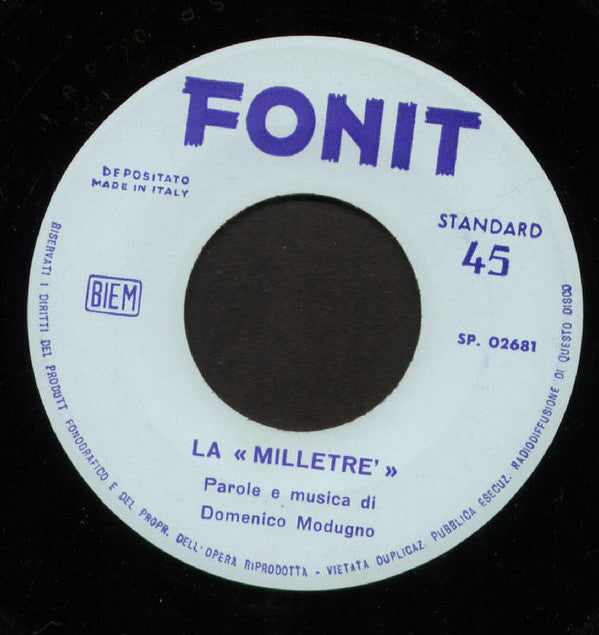 Domenico Modugno : La «Milletré» (7", Single, Promo)