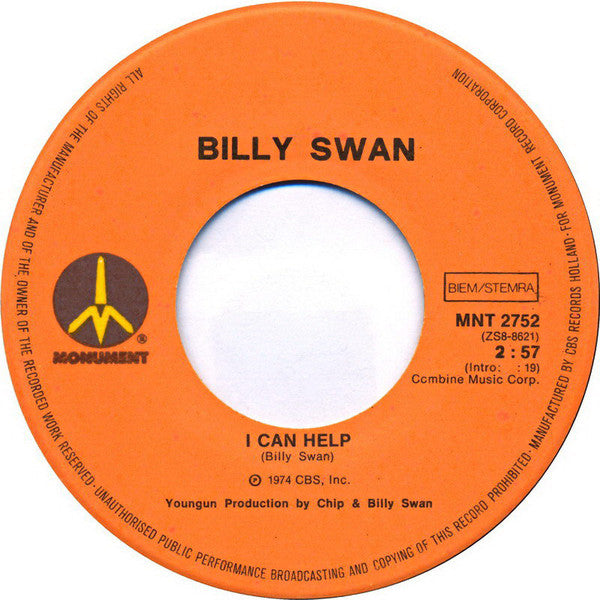 Billy Swan : I Can Help (7", Single)