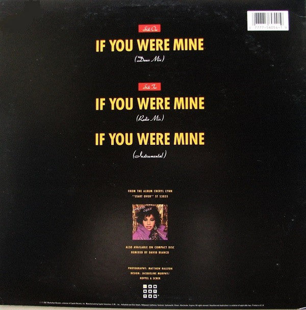 Cheryl Lynn : If You Were Mine (Extended Remix) (12")