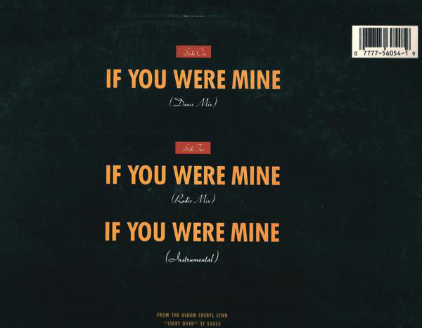 Cheryl Lynn : If You Were Mine (Extended Remix) (12")