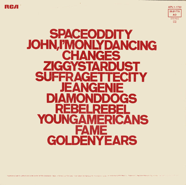 David Bowie : ChangesOneBowie (LP, Comp)