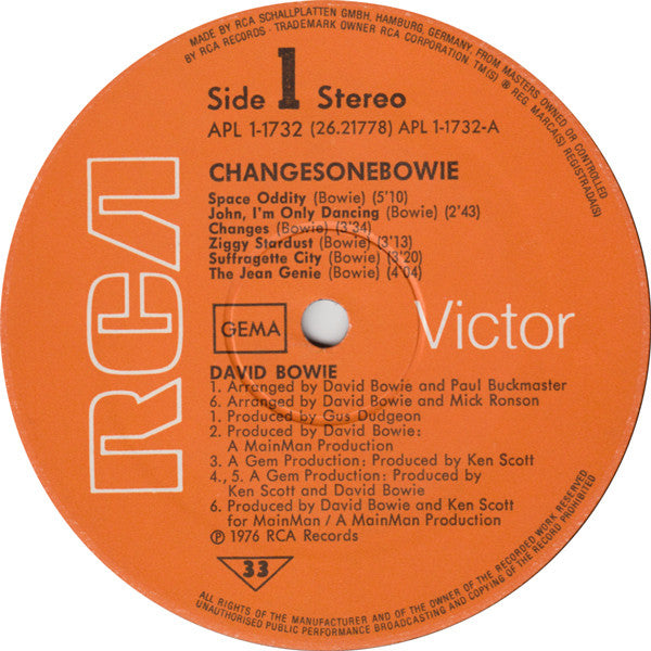 David Bowie : ChangesOneBowie (LP, Comp)
