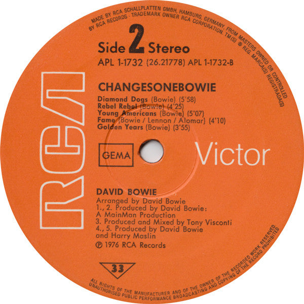 David Bowie : ChangesOneBowie (LP, Comp)