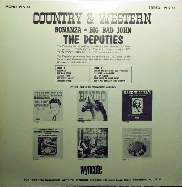 The Deputies : Country And Western Bonanza (LP, Album, Mono)