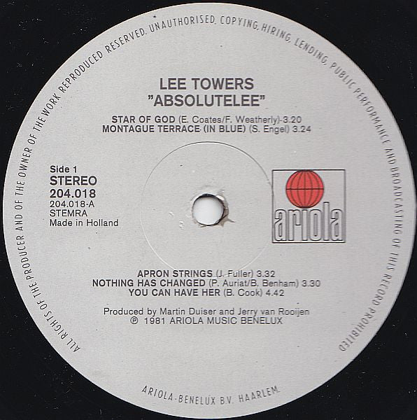 Lee Towers : Absolutelee (LP, Album)
