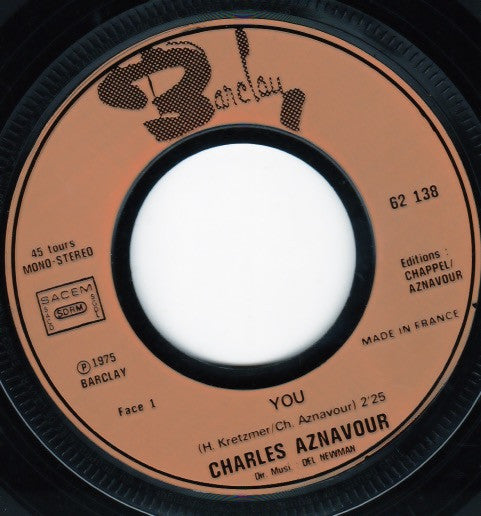 Charles Aznavour : You (7", Single)