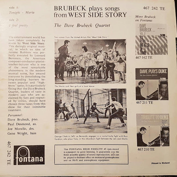 The Dave Brubeck Quartet : Brubeck Plays Songs From West Side Story (7", EP)