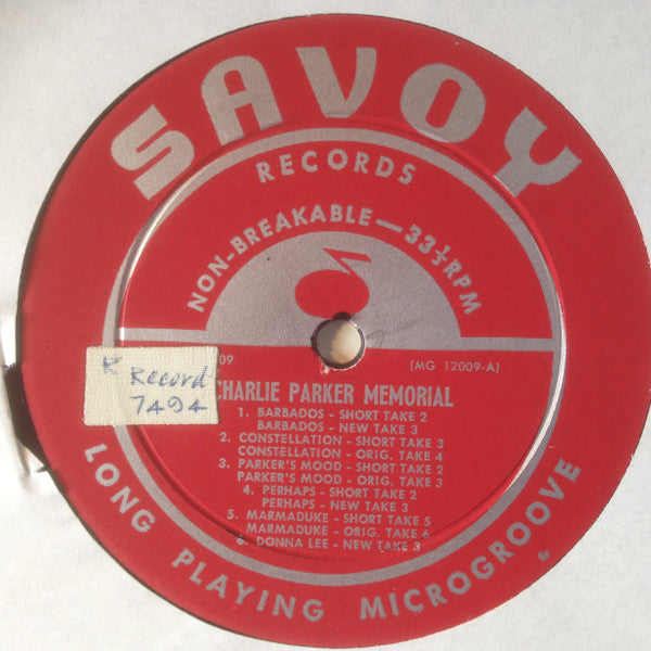 Charlie Parker : Charlie Parker Memorial Vol. 2 (LP, Mono)