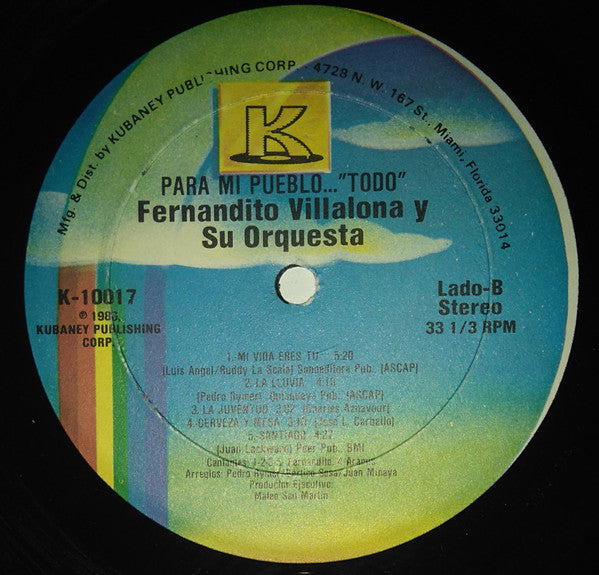 Fernandito Villalona Y Su Orquesta : Para Mi Pueblo..."Todo" (LP, Album)