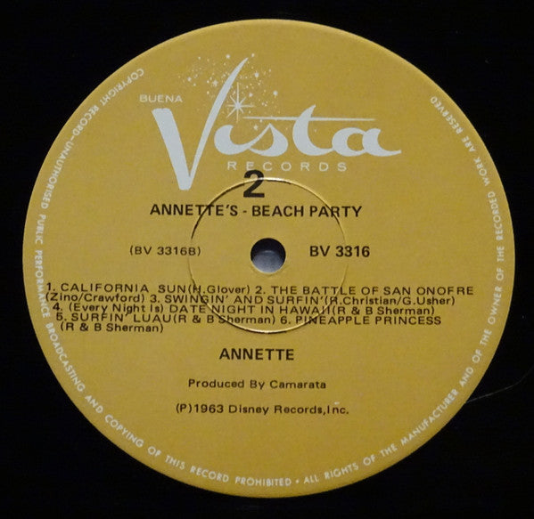 Annette (7) : Annette's Beach Party (LP, Album, Mono, RE)
