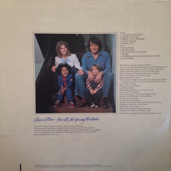 Gene Cotton : For All The Young Writers (LP, Album, Ter)