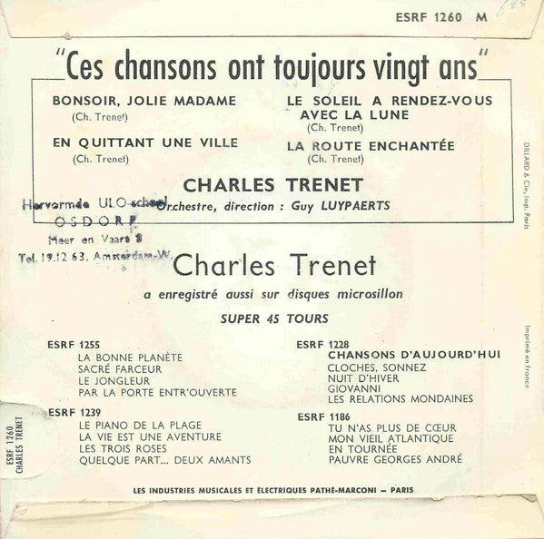 Charles Trenet : Ces Chansons Ont Toujours Vingt Ans (7", EP)
