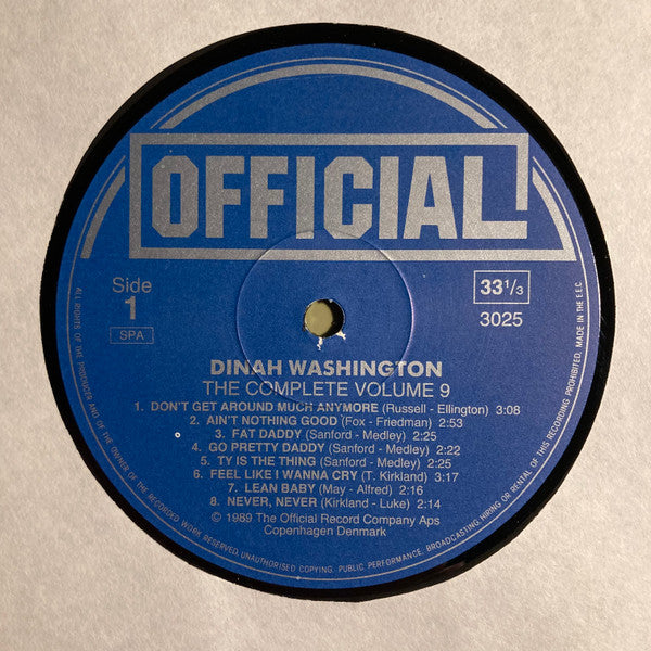 Dinah Washington : The Complete Dinah Washington Vol. 9 1953 (LP, Comp)
