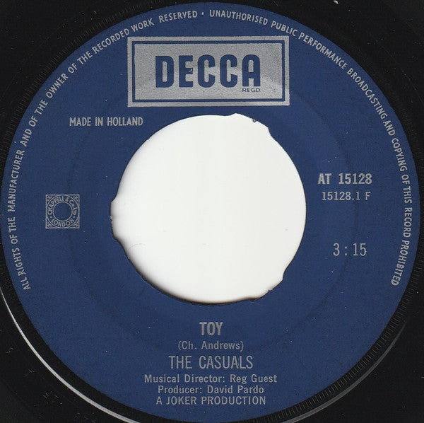 The Casuals : Toy / Touched (7", Single)