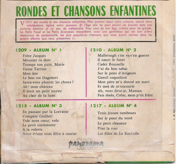 Les Petits Fayet : Rondes Et Chansons Enfantines (Album N°1) (7", Album)